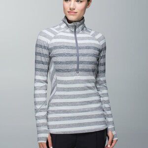 Lululemon - sz 6 - Race Your Pace 1/2 Zip Pullover in Marshmallow Stripe Grey